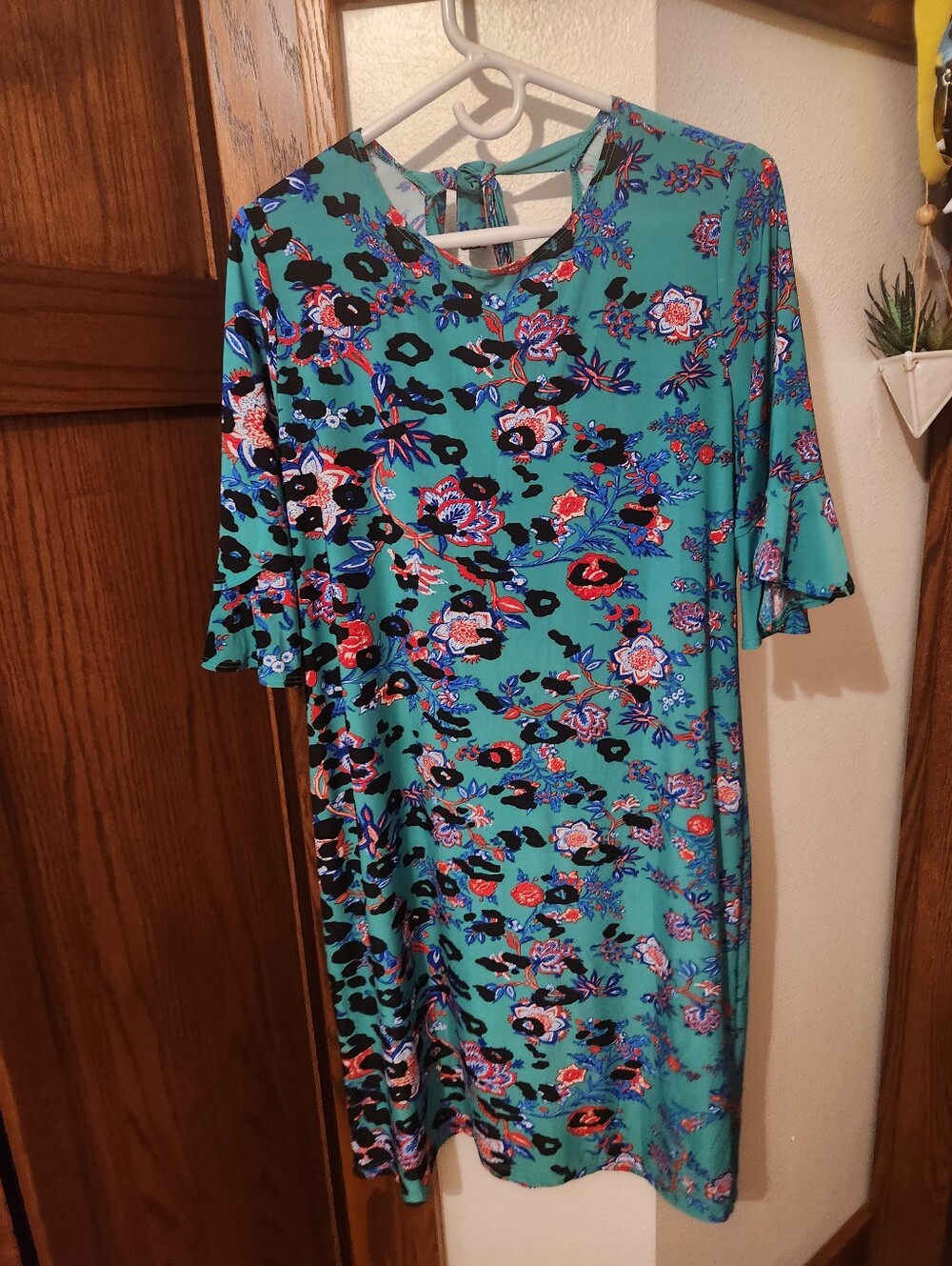 Clara Sun Woo Teal Floral Midi Dress